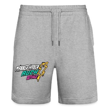 Retro-Blitz-Design Lustige Sprüche - Männergefühle - Stanley/Stella Unisex Bio Joggingshorts Trainer  - Grau meliert - Vorne - Nik (191cm) & Marisol (170cm)