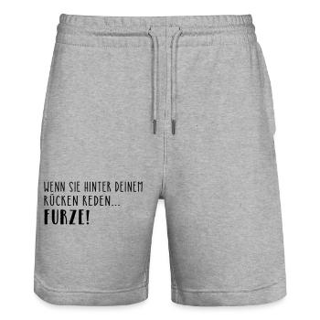 Wenn sie hinter deinem Rücken reden... - Stanley/Stella Unisex Bio Joggingshorts Trainer  - Grau meliert - Vorne - Nik (191cm) & Marisol (170cm)