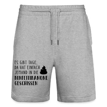 Konfettikanone - Stanley/Stella Unisex Bio Joggingshorts Trainer  - Grau meliert - Vorne - Nik (191cm) & Marisol (170cm)