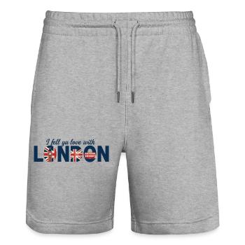 London Love – Big Ben & Union Jack Design - Short de jogging bio TRAINER Stanley/Stella unisexe - gris chiné - Devant - Nik (191cm) & Marisol (170cm)