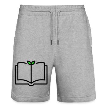 Livre : Apprentissage de la croissance des plantes - Short de jogging bio TRAINER Stanley/Stella unisexe - gris chiné - Devant - Nik (191cm) & Marisol (170cm)