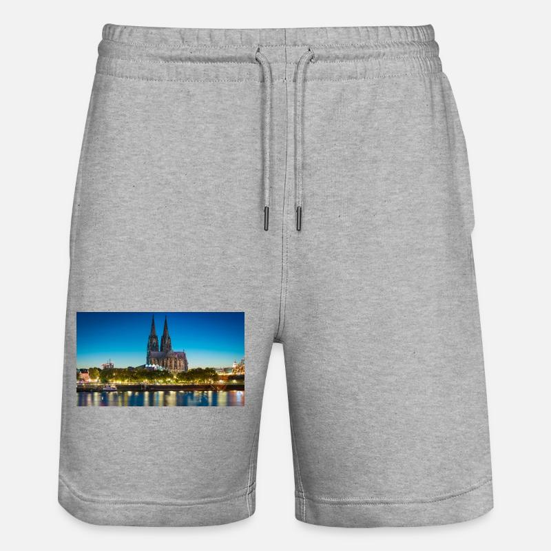Kölner Dom Abendlicht Silhouette - Stanley/Stella Unisex Bio Joggingshorts Trainer  - Grau meliert
