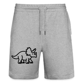 triceratops - Stanley/Stella Trainer Unisex Organic Jogging Shorts - heather grey - Front - Nik (191cm) & Marisol (170cm)