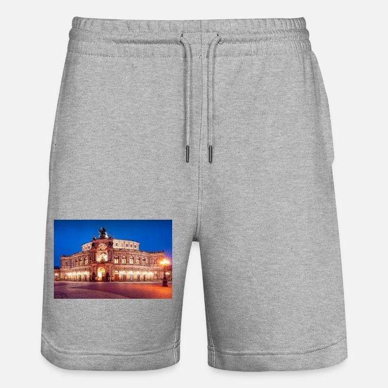 Dresdner Semperoper im Abendlicht - Stanley/Stella Unisex Bio Joggingshorts Trainer  - Grau meliert