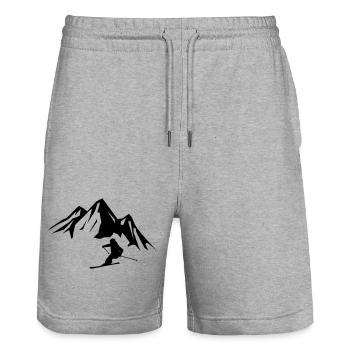 Mountains Skiers - Stanley/Stella Trainer Unisex Organic Jogging Shorts - heather grey - Front - Nik (191cm) & Marisol (170cm)
