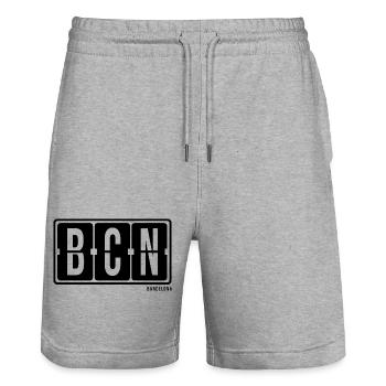 Barcelona BCN, City Hoodie, Tasche, Cap Souvenir - Stanley/Stella Unisex Bio Joggingshorts Trainer  - Grau meliert - Vorne - Nik (191cm) & Marisol (170cm)