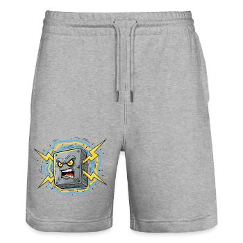 Angry Socket Lightning - Stanley/Stella Trainer Unisex Organic Jogging Shorts - heather grey - Front - Nik (191cm) & Marisol (170cm)