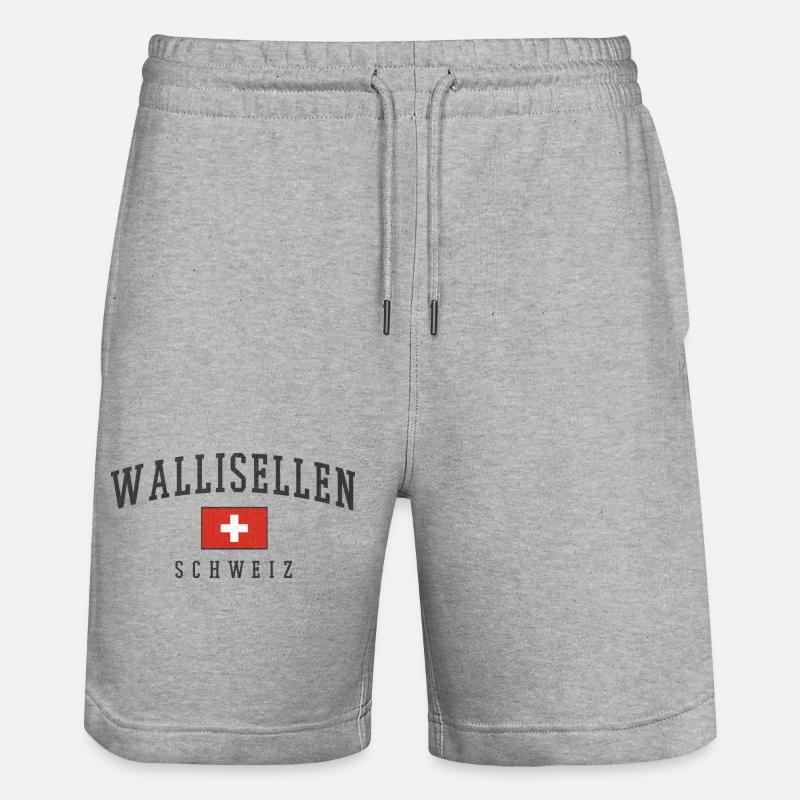 Wallisellen Schweiz Emblem mit Schweizer Flagge - Stanley/Stella Unisex Bio Joggingshorts Trainer  - Grau meliert