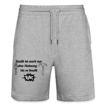Handwerker Design - Stanley/Stella Unisex Bio Joggingshorts Trainer  - Grau meliert - Vorne - Nik (191cm) & Marisol (170cm)