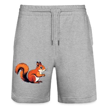 Lebhaftes kleines Eichhörnchen Waldbewohner Motiv - Stanley/Stella Unisex Bio Joggingshorts Trainer  - Grau meliert - Vorne - Nik (191cm) & Marisol (170cm)