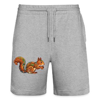 Herbstliches Eichhörnchen Muster Waldleben Natur - Stanley/Stella Unisex Bio Joggingshorts Trainer  - Grau meliert - Vorne - Nik (191cm) & Marisol (170cm)