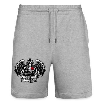 Engel auf Abwegen mit Rose "Todesengel" - Stanley/Stella Unisex Bio Joggingshorts Trainer  - Grau meliert - Vorne - Nik (191cm) & Marisol (170cm)