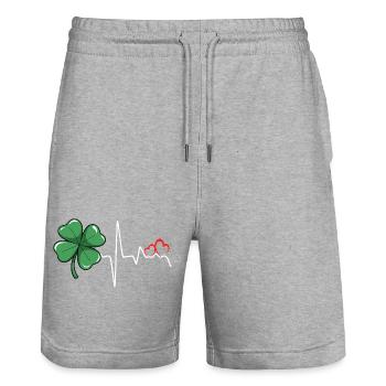 Kleeherz Rhythmus - Stanley/Stella Unisex Bio Joggingshorts Trainer  - Grau meliert - Vorne - Nik (191cm) & Marisol (170cm)