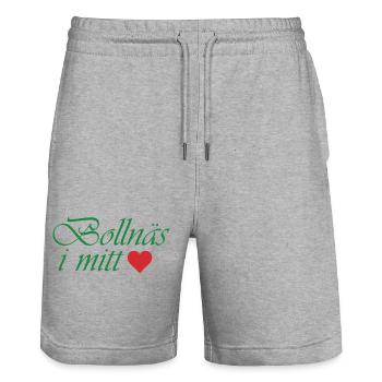 Bollnäs in my heart - Stanley/Stella Trainer Unisex Organic Jogging Shorts - heather grey - Front - Nik (191cm) & Marisol (170cm)