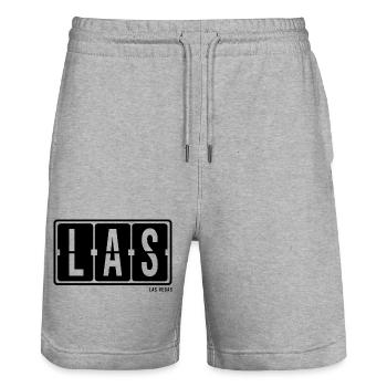 Las Vegas LAS, City souvenir bag, mug, polo - Stanley/Stella Trainer Unisex Organic Jogging Shorts - heather grey - Front - Nik (191cm) & Marisol (170cm)