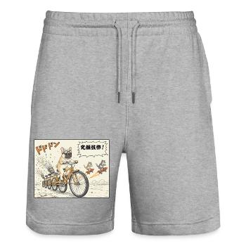 Brigade de Vélos Bulldogs - Short de jogging bio TRAINER Stanley/Stella unisexe - gris chiné - Devant - Nik (191cm) & Marisol (170cm)