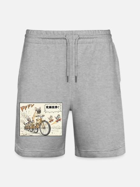 Bulldog Bike Brigade - Stanley/Stella Trainer Unisex Organic Jogging Shorts - heather grey