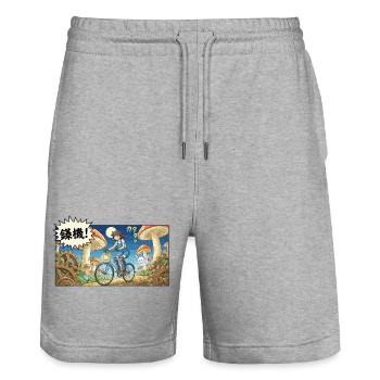 Mushroom Gear Bike Adventure - Stanley/Stella Trainer Unisex Organic Jogging Shorts - heather grey - Front - Nik (191cm) & Marisol (170cm)