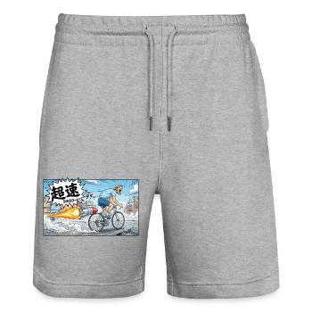 Hypervelocity-Radfahrer mit Raketenexplosion - Stanley/Stella Unisex Bio Joggingshorts Trainer  - Grau meliert - Vorne - Nik (191cm) & Marisol (170cm)