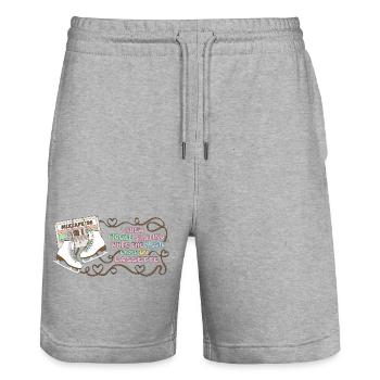 Figure Skating Cassette 90s Nostalgia - Stanley/Stella Trainer Unisex Organic Jogging Shorts - heather grey - Front - Nik (191cm) & Marisol (170cm)