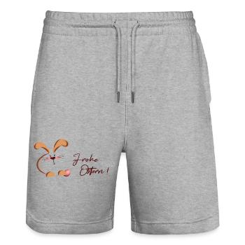 Lapin de Pâques et œuf - Short de jogging bio TRAINER Stanley/Stella unisexe - gris chiné - Devant - Nik (191cm) & Marisol (170cm)
