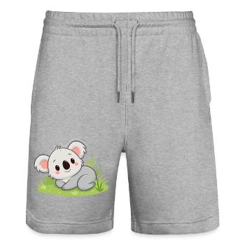 Kuscheliger Koala im Gras - Stanley/Stella Unisex Bio Joggingshorts Trainer  - Grau meliert - Vorne - Nik (191cm) & Marisol (170cm)