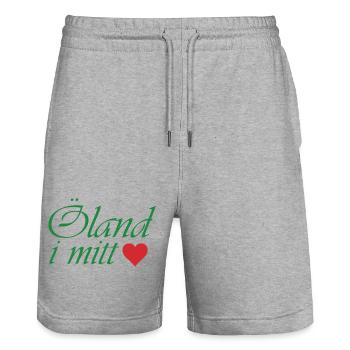 Öland in my heart - Stanley/Stella Trainer Unisex Organic Jogging Shorts - heather grey - Front - Nik (191cm) & Marisol (170cm)