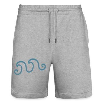 Azure Waves - Stanley/Stella Trainer Unisex Organic Jogging Shorts - heather grey - Front - Nik (191cm) & Marisol (170cm)