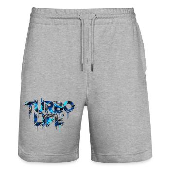 Turbo Life Auto Tuning cool Blue Camo Street Style - Stanley/Stella Trainer Unisex Organic Jogging Shorts - heather grey - Front - Nik (191cm) & Marisol (170cm)