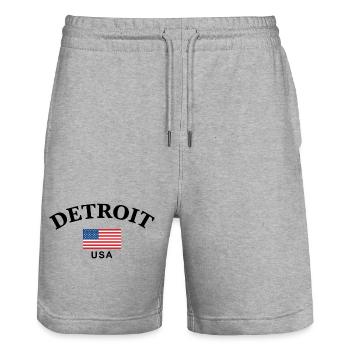 Detroit, USA - Stanley/Stella Unisex Bio Joggingshorts Trainer  - Grau meliert - Vorne - Nik (191cm) & Marisol (170cm)