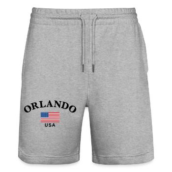 Orlando, USA - Stanley/Stella Trainer Unisex Organic Jogging Shorts - heather grey - Front - Nik (191cm) & Marisol (170cm)