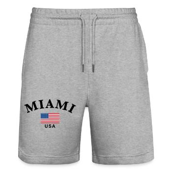 Miami, États-Unis - Short de jogging bio TRAINER Stanley/Stella unisexe - gris chiné - Devant - Nik (191cm) & Marisol (170cm)