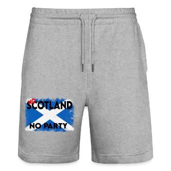 Bold Saltire Flag Typography - Stanley/Stella Trainer Unisex Organic Jogging Shorts - heather grey - Front - Nik (191cm) & Marisol (170cm)