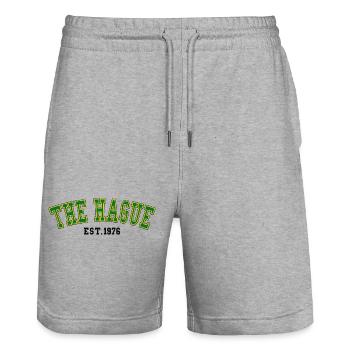 The Hague Est. 1976 - Stanley/Stella Trainer Unisex Organic Jogging Shorts - heather grey - Front - Nik (191cm) & Marisol (170cm)