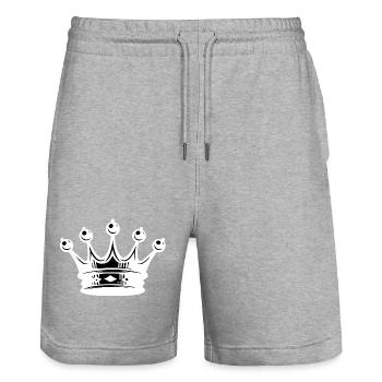 Königliche Kronen Silhouette - Stanley/Stella Unisex Bio Joggingshorts Trainer  - Grau meliert - Vorne - Nik (191cm) & Marisol (170cm)