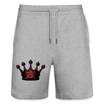 Rote Kronen-Silhouette - Stanley/Stella Unisex Bio Joggingshorts Trainer  - Grau meliert - Vorne - Nik (191cm) & Marisol (170cm)