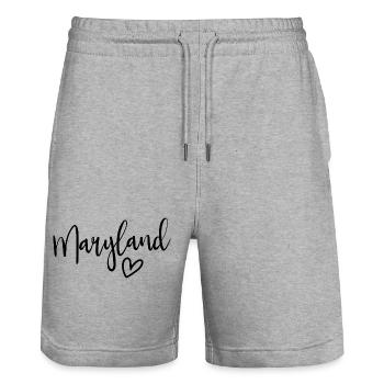 Maryland Heart Women’s Love Maryland - Short de jogging bio TRAINER Stanley/Stella unisexe - gris chiné - Devant - Nik (191cm) & Marisol (170cm)