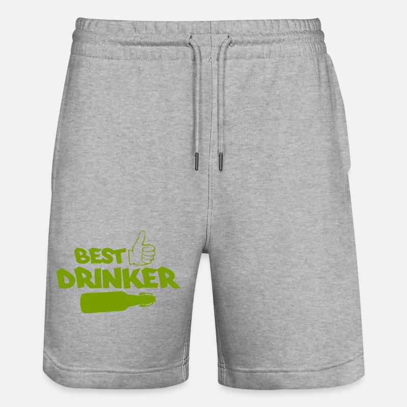 Best Drinker Logo mit Flasche - Stanley/Stella Unisex Bio Joggingshorts Trainer  - Grau meliert