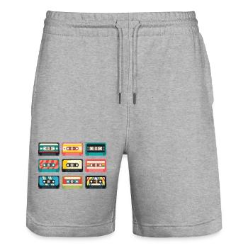 Retro Music Cassettes – Vintage Tape Collection - Stanley/Stella Trainer Unisex Organic Jogging Shorts - heather grey - Front - Nik (191cm) & Marisol (170cm)