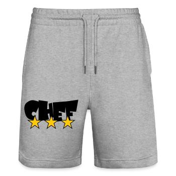 Chef Étoilé : Design 3 Étoiles Gastronomie - Short de jogging bio TRAINER Stanley/Stella unisexe - gris chiné - Devant - Nik (191cm) & Marisol (170cm)