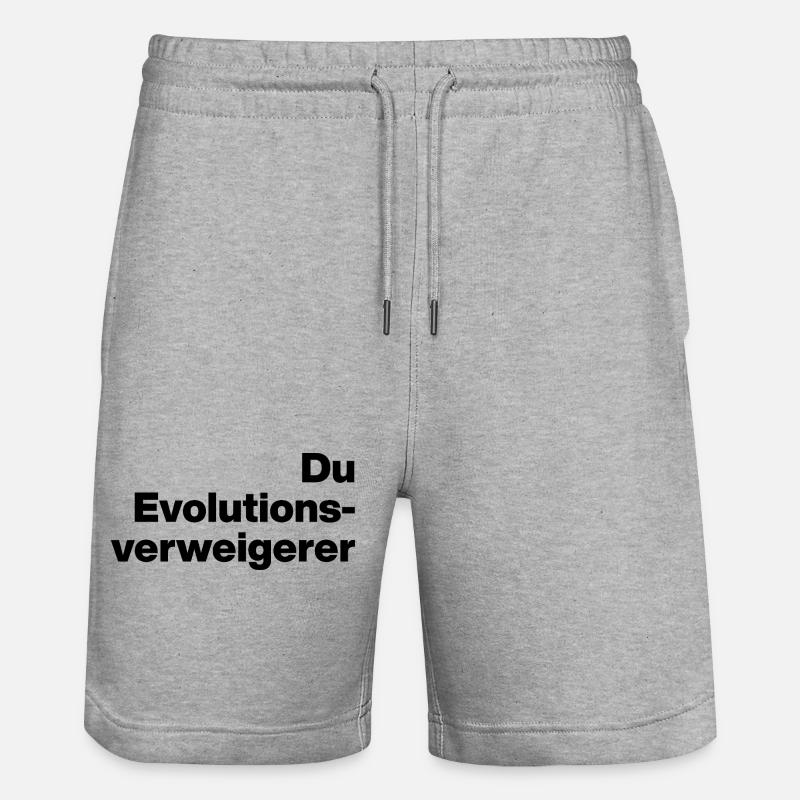 DU EVOLUTIONSVERWEIGERER. SARKASMUS, FRECH - Stanley/Stella Unisex Bio Joggingshorts Trainer  - Grau meliert