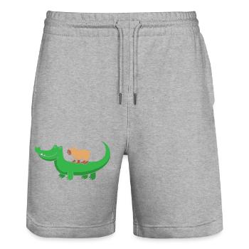 Capibara Capybara - Stanley/Stella Unisex Bio Joggingshorts Trainer  - Grau meliert - Vorne - Nik (191cm) & Marisol (170cm)