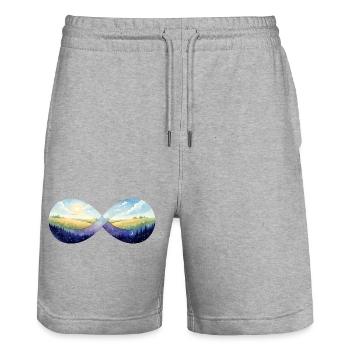Infinite Symbol Nature - Stanley/Stella Trainer Unisex Organic Jogging Shorts - heather grey - Front - Nik (191cm) & Marisol (170cm)