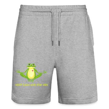 Grenouille Zen - Short de jogging bio TRAINER Stanley/Stella unisexe - gris chiné - Devant - Nik (191cm) & Marisol (170cm)