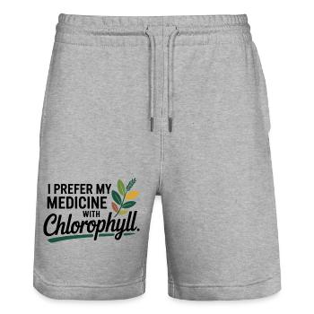 Naturopath I Prefer My Medicine With Chlorophyll  - Stanley/Stella Trainer Unisex Organic Jogging Shorts - heather grey - Front - Nik (191cm) & Marisol (170cm)