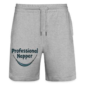 Conception professionnelle de hamac - Short de jogging bio TRAINER Stanley/Stella unisexe - gris chiné - Devant - Nik (191cm) & Marisol (170cm)