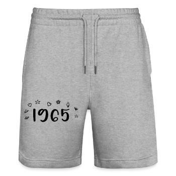 1965 Anniversary 1965 Retro 1965 - Stanley/Stella Trainer Unisex Organic Jogging Shorts - heather grey - Front - Nik (191cm) & Marisol (170cm)