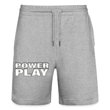 POWER PLAY - Stanley/Stella Trainer Unisex Organic Jogging Shorts - heather grey - Front - Nik (191cm) & Marisol (170cm)