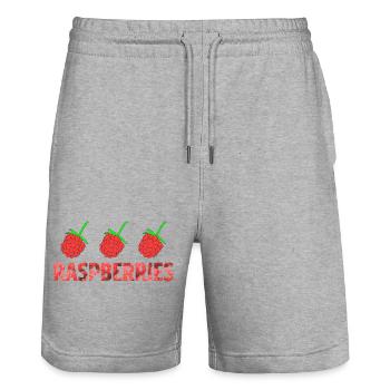 RASPBERRIES - Stanley/Stella Trainer Unisex Organic Jogging Shorts - heather grey - Front - Nik (191cm) & Marisol (170cm)