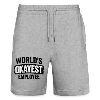 Les collègues collègues employés les plus corrects du monde - Short de jogging bio TRAINER Stanley/Stella unisexe - gris chiné - Devant - Nik (191cm) & Marisol (170cm)